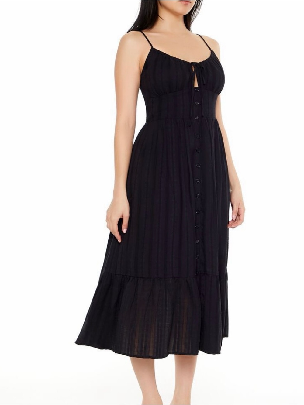 NWOT Cotton black smocked back dress